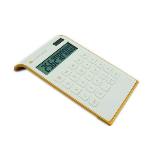 Letitfly Calculator, Slim Elegant Design, Office/Home Electronics, Dual Powered Desktop Calculator, Solar Power, 10 Digits, Tilted LCD Display, Inclined Design, White (Slim2)