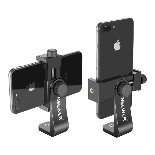 Neewer Smartphone Holder Vertical Bracket with 1/4-inch Tripod Mount - Phone Clip Tripod Adapter for iPhone Xs MAX/XS/ XR/X/ 8, Samsung S9+/ S9/ S8 and Other Phones Within 1.9-3.9 inches Width