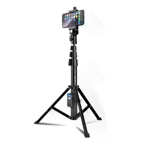 Selfie Stick and Tripod Fugetek, Integrated, Portable All-In-One Professional, Heavy Duty Aluminum, Lightweight, Bluetooth Remote For Apple and Android Devices, Non Skid Tripod Feet, Extends To 51", Black