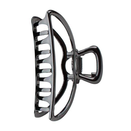 Kitsch Metal Claw Hair Clip Large Hair Accessory for Women, 3 Inches Wide (Open Shape Claw Clip, Silver)