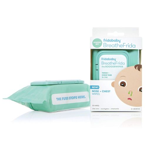 Moisturizing nose wipes by Fridababy | BreatheFrida the BoogerWiper baby facial tissues and chest rub for sensitive skin