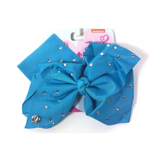 JoJo Siwa Large Cheer Hair Bow (Turquoise w/Clear Rhinestone)