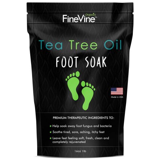 Tea Tree Oil Foot Soak with Epsom Salt - Made in USA - for Toenail Fungus, Athletes Foot, Stubborn Foot Odor Scent, Fungal, Softens Calluses and Soothes Sore Tired Feet.