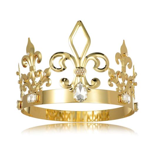 DcZeRong King Crown Costume Full Round Metal Crystal Tiara Men Birthday Prom Homecoming King Crowns