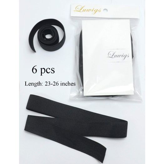 Luwigs Black Elastic Bands Wig Accessories for Making Wigs/Lace Frontal/Lace Closure 2.5cm Width 6pcs (Elastic Band, 6pcs)