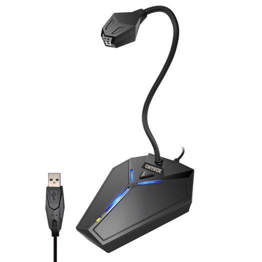 USB Computer Microphone, Plug andPlay Desktop Omnidirectional Condenser PC Laptop Mic,Mute Button with LED indicator, compatible with Windows/Mac, ideal for Youtube,Skype,Recording,Games(1.5m /5ft)