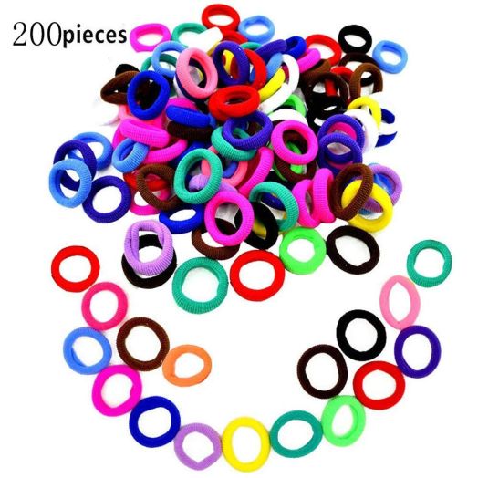 Hair Bands Ties,200pcs Colorful Elastic Rubber Bands Not hurt hair and No Crease Ponytail Holders,Tiny Soft Hair Ties for Toddler Baby Kids (Multi-Colored)
