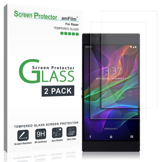 amFilm Razer Phone Screen Protector Glass, Tempered Glass Screen Protector for Razer Phone 2017 (2-Pack)