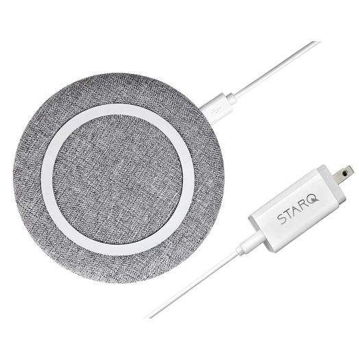 chargeONE | The Modern Fast Wireless Charger by Starq | Fabric Design |Compatible with iPhone X, 8, 8Plus, Samsung S9, and All Qi Enabled Devices. Includes QC 3.0 18W Quick Charger (Gray Stone)