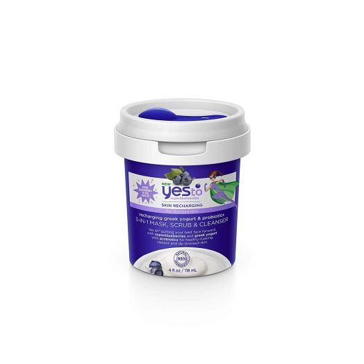 Yes To Super Blueberries Recharging Yogurt and Probiotics 3-in-1 Mask, Scrub and Cleanser, 4 Fluid Ounce
