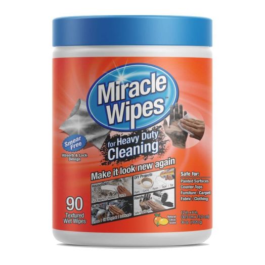 MiracleWipes Heavy Duty Cleaning Wipes (90-Count) | Multi Surface Degreaser, Hand Cleaner, Cleaning Supplies | Kitchens, Bathrooms, Countertops, Grease, Indoors, Outdoors - All Purpose