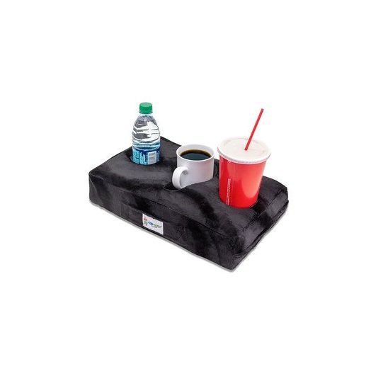 Cup Cozy Pillow (Black)- As Seen on TV-The world's BEST cup holder! Keep your drinks close and prevent spills. Use it anywhere-Couch, floor, bed, man cave, car, RV, park, beach and more!