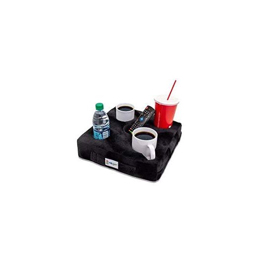 Cup Cozy Deluxe Pillow (Black)- As Seen on TV-The world's BEST cup holder! Keep your drinks close and prevent spills. Use it anywhere-Couch, floor, bed, man cave, car, RV, park, beach and more!