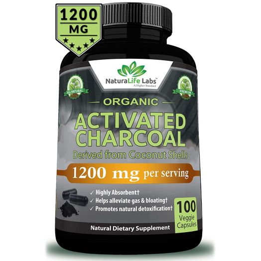 Organic Activated Charcoal capsules - 1200mg highly absorbent Helps alleviate gas and bloating Promotes natural detoxification Derived from coconut shells - 100 vegan capsules