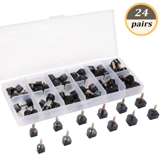eMingo 24 Pairs High Heel Tips Shoes Replacement Tap Caps,6 Size,8,/9/10/11/12/12.5mm,U-Shape, Black