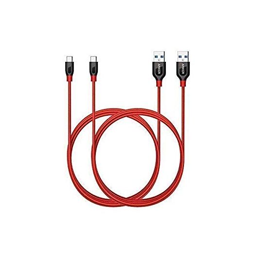 Anker Powerline+ USB-C to USB 3.0 Cable (6Ft, 2-Pack), High Durability, for Samsung Galaxy Note 8, S8, S9, Ipad Pro 2018, MacBook, Nexus 5X, Nexus 6P, OnePlus 2 and More(Red)