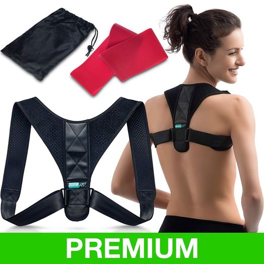 Body Wellness Posture Corrector for Women and Men  Thoracic Back Brace for Perfect Posture  Adjustable and Comfortable Clavicle Brace  Posture Fixer - Resistance Band and Bag INCLUDED by moldAP