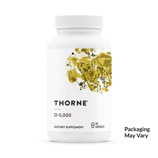 Thorne Research - Vitamin D-5000 - Vitamin D3 Supplement (5,000 IU) for Healthy Bones and Muscles- NSF Certified for Sport - 60 Capsules