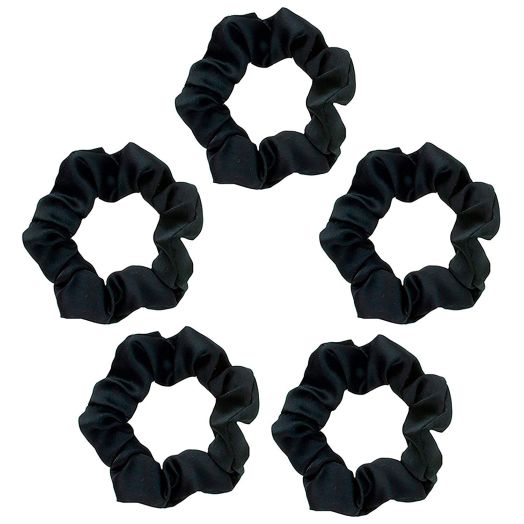 Kitsch Satin Scrunchies for Hair (5 pack)- Satin Hair Ties for Women, Scrunchie for Frizz and Breakage Prevention and Style Preservation (Black)