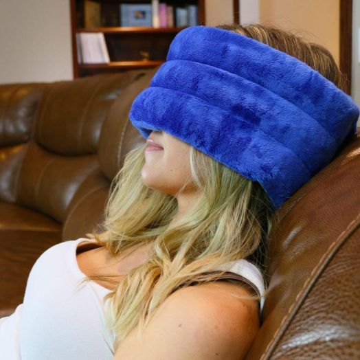 Huggaroo Microwavable Headache Wrap | Anxiety Relief, Stress Relief, Migraine, Tension, and Sinus Headache Relief Eye Mask | Lavender Aromatherapy Heating Pad | Hot/Cold Wrap and Sleep Mask