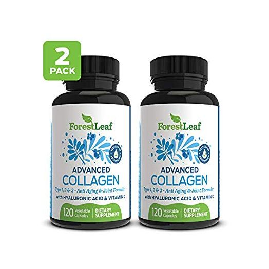 Advanced Collagen Supplement, Type 1, 2 and 3 with Hyaluronic Acid and Vitamin C - Anti Aging Joint Formula - Boosts Hair, Nails and Skin Health - 240 Veggie Capsules - by ForestLeaf