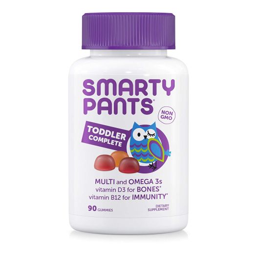 SmartyPants Toddler Daily Gummy Vitamins Complete: Multivitamin, Gluten Free, Omega-3 Fish Oil (EPA/DHA Fatty Acids), Vitamin D3, Vitamin B12, Iodine, Vitamin E, 90 Count (30 Day Supply)