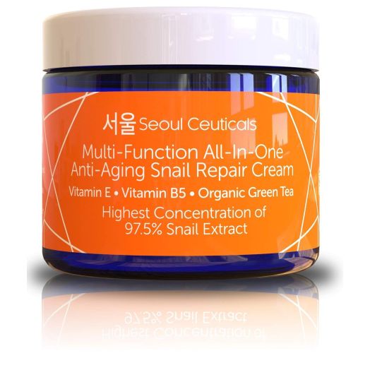 Korean Skin Care Snail Repair Cream Moisturizer - 97.5% Snail Mucin Extract - All In One Recovery Power For The Most Effective Korean Beauty Routine - 2oz