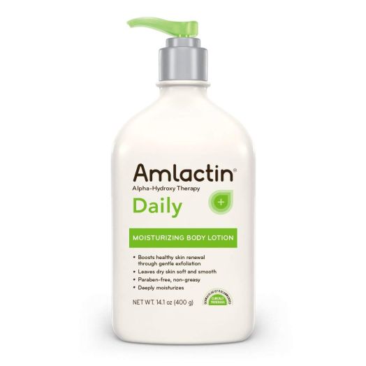 AmLactin Daily Moisturizing Body Lotion | Instantly Hydrates, Relieves Roughness | Powerful Alpha-Hydroxy Therapy Gently Exfoliates | Smooths Rough, Dry Skin | 14.1 oz. with Pump