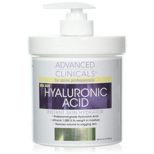 Advanced Clinicals Anti-aging Hyaluronic Acid Cream for face, body, hands. Instant hydration for skin, spa size. (Two - 16oz)