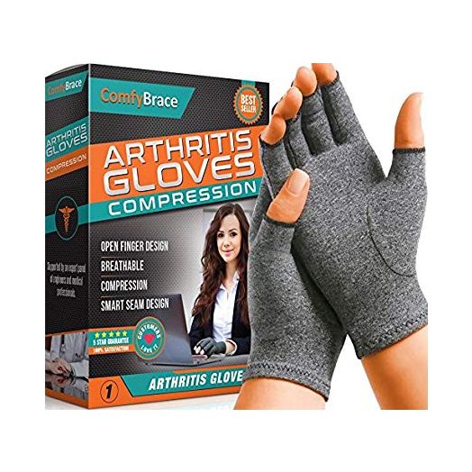 ComfyBrace Arthritis Hand Compression Gloves  Comfy Fit, Fingerless Design, Breathable and Moisture Wicking Fabric  Alleviate Rheumatoid Pains, Ease Muscle Tension, Relieve Carpal Tunnel Aches (Small)