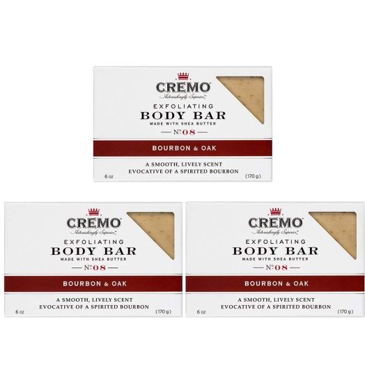 Cremo Exfoliating Body Bar With Shea Butter, Bourbon and Oak, 6 oz. (pack of 3)