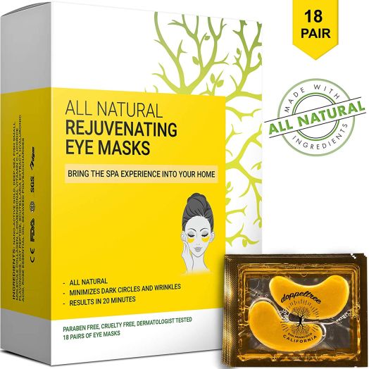 (18 Pairs) All Natural Under Eye Patches and Masks | Best Treatment for Bags and Puffiness, Wrinkles and Dark Circles | 24K Gold, Anti Aging Collagen, Hyaluronic Acid, Hydrogel | Designed in San Francisco