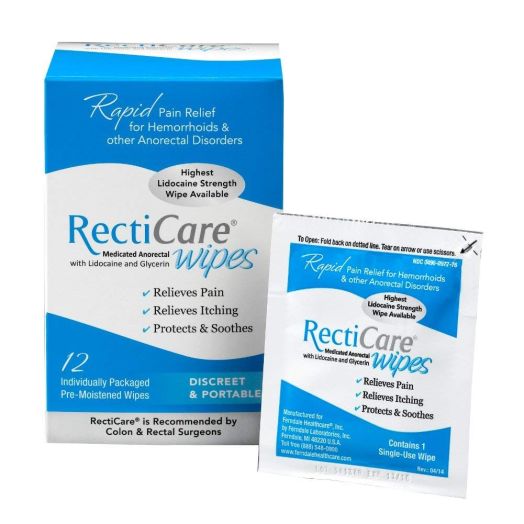 RectiCare Medicated Anorectal Wipes  5% Lidocaine and Glycerin  12 Pack