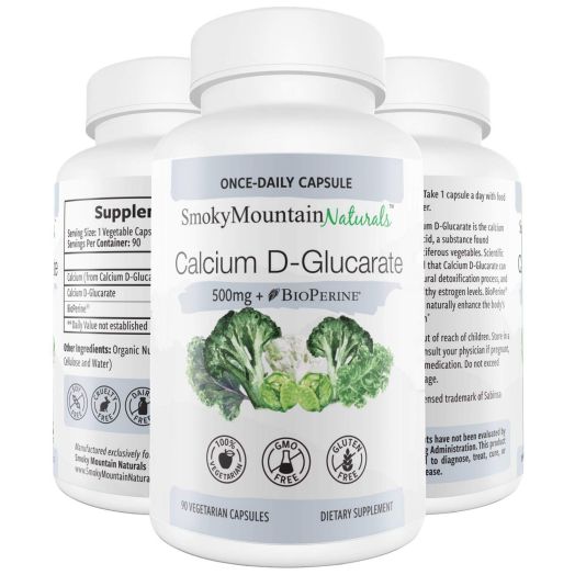 Calcium D-Glucarate 500mg 90 Vegan Capsules (Three Month Supply) for Liver Detox, Hormone Balance, Weight Loss, Cholesterol, Prostate, Metabolism, Menopause. Non-GMO, Soy-Free, Gluten-Free