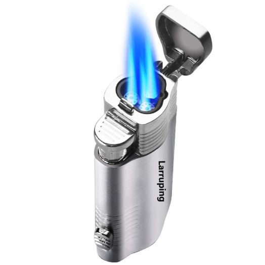 Jet Lighter,Torch Lighter Windproof Turbo Triple Flame Gas Butane Refillable Torch Lighter with Punch Cutter Tool and Butane Window,Gadgets for Men