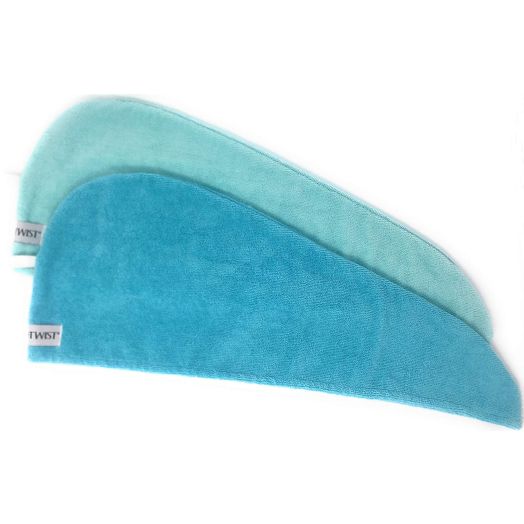 Turbie Twist Microfiber Hair Towel (2 Pack) Light Aqua - Dark Aqua