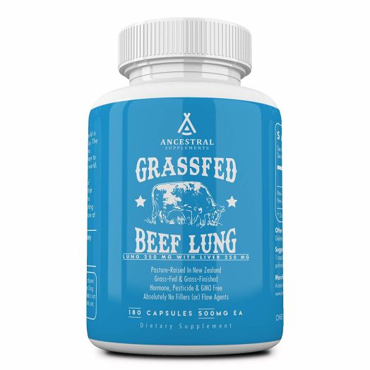 Ancestral Supplements Beef Lung (w/Liver) Supports Lung, Respiratory, Vascular and Circulatory Health (180 Capsules)