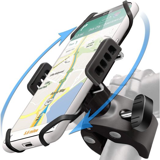 Bike Phone Mount Holder: Best Universal Handlebar Cradle All Cell Phones and Bikes. Clamp Fits Road Motorcycle and Mountain Bicycle Handlebars. Cycling Accessories iPhone X 8 7 6 Plus Galaxy ETC.
