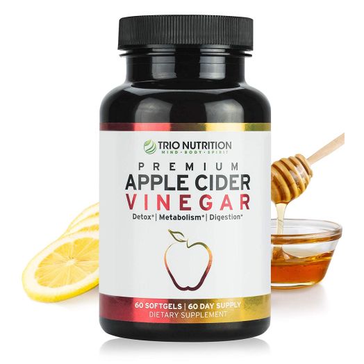 Apple Cider Vinegar Capsules with Cayenne, Lemon, Honey - 60 Softgels, 520mg Detox Cleanse Drink-in-a-Pill - Appetite Suppressant - Blood Sugar Support - Blood Pressure - Detox