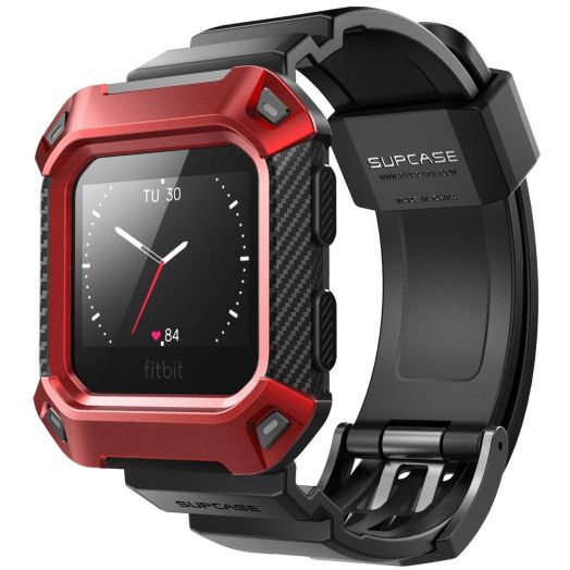 SUPCASE Fitbit Blaze Bands with Protective Case, [Unicorn Beetle Pro] Rugged Case Strap Bands for Fitbit Blaze Fitness Smart Watch (Red)