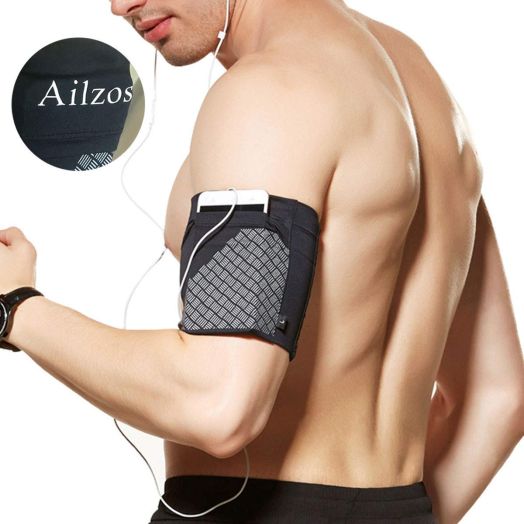 Ailzos Sports Running Armband,Lightweight Arm Band Strap Holder Pouch Comfortable Phone Armband Sleeve for Exercise Workout Fits iPhone X/8/7 Plus/7/6,Samsung Galaxy S9/S8/S7,Sony,LG HTC,(Black,M)