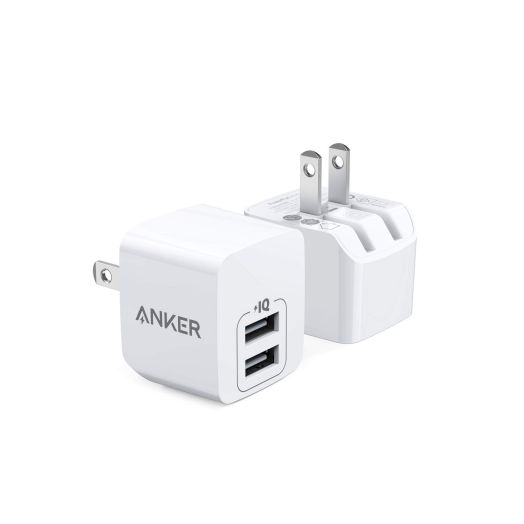 USB Charger, Anker 2-Pack Dual Port 12W Wall Charger with Foldable Plug, PowerPort Mini for iPhone Xs/XS Max/XR/X/8/8 Plus/7/6S/6S Plus, iPad, Samsung Galaxy Note 5/ Note 4, HTC, Moto, and More