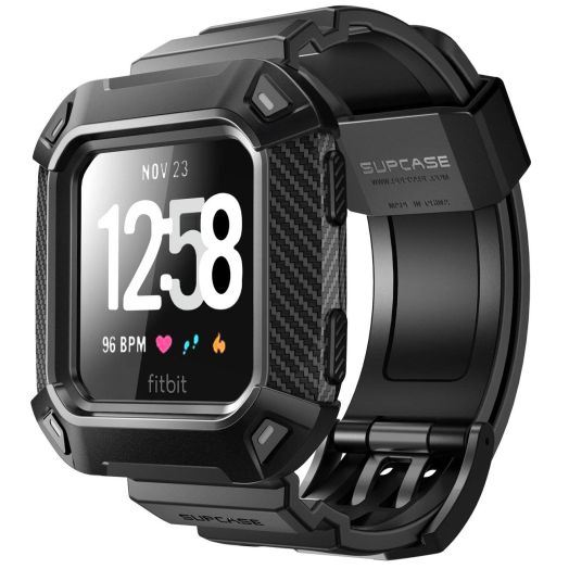 Fitbit Versa Band, SUPCASE [Unicorn Beetle Pro] Protective Replacement Wristband Case with Strap for Fitbit Versa (Black)
