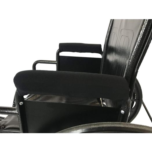 Crutcheze Wheelchair Padded Arm Rest Covers - Moisture Wicking and Washable (Black)
