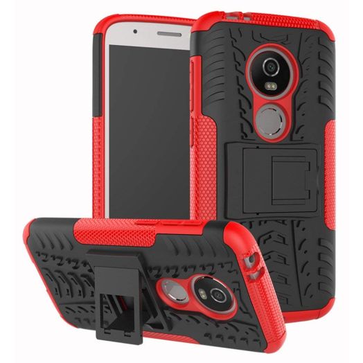 Moto E5 Play Case, Moto E5 Cruise Case, Yiakeng Dual Layer Shockproof Wallet Slim Protective with Kickstand Hard Phone Case Cover for Motorola Moto E5 Play (Red)