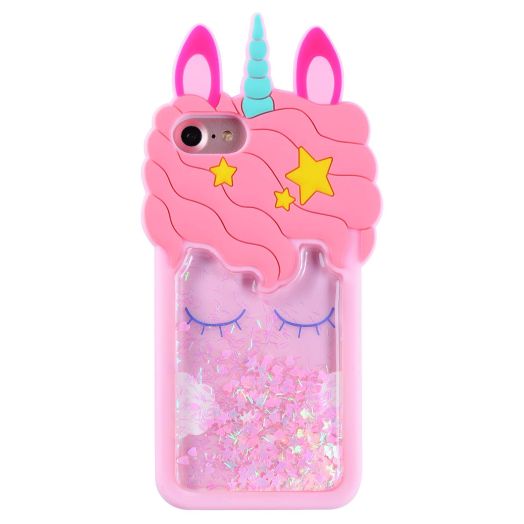 Mulafnxal Quicksand Unicorn Case for iPhone 5 5S iPhone SE,Soft Cute Silicone 3D Cartoon Animal Cover,Shockproof Cases,Kids Girls Bling Glitter Rubber Kawaii Character Fashion Protector for iPhone 5C