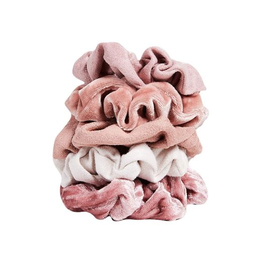 Velvet Hair Scrunchies for Women- 5 pack Velvet Scrunchie for Ponytails, Braids and Buns (Pastel/Blush/Mauve)