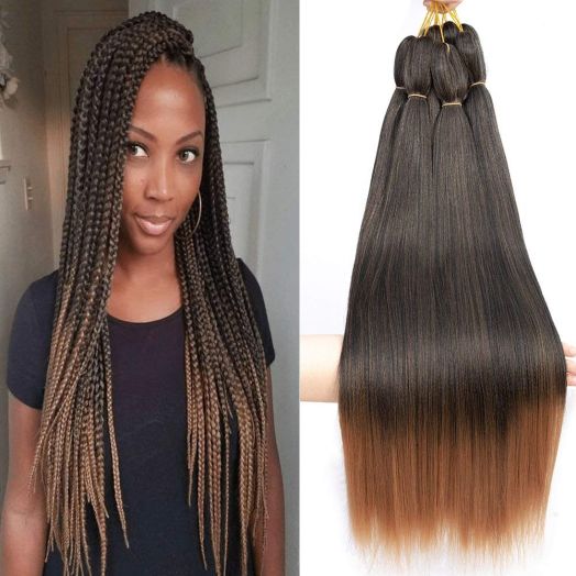 Befunny 8Packs/Lot 24Inch Crochet Hair Ombre Pre-Stretched Braiding Hair Long Professional EZ Hair Crochet Braids Or Crochet Twist For Women Itchy Free Perm Yaki Straight Low Frame Synthetic Fiber