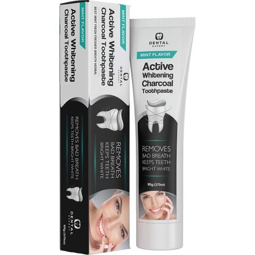 ACTIVATED CHARCOAL TEETH WHITENING TOOTHPASTE [COCONUT OIL] Kids and Adults -Destroys Bad Breath - Best Natural Activated Vegan Black Tooth Paste Whitener - Mint Flavor - Removes Coffee Stains (3.7oz)