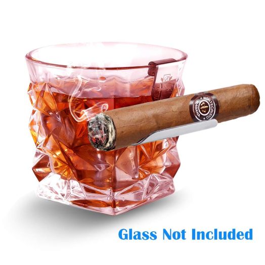 BORAVIS Whisky Cigar Glass Holder, Silver